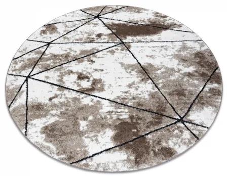 Moderný okrúhly koberec COZY Polygons, geometrický ,trojuholníky - Štrukturálny, dve vrstvy rúna, hnedá Veľkosť: kruh 120 cm