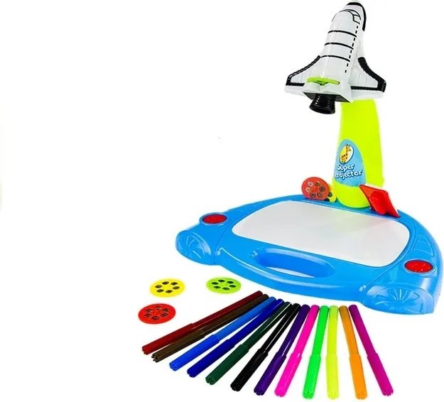 LEAN Toys Detský projektor na kreslenie raketa 36 obrázkov kreatívna sada