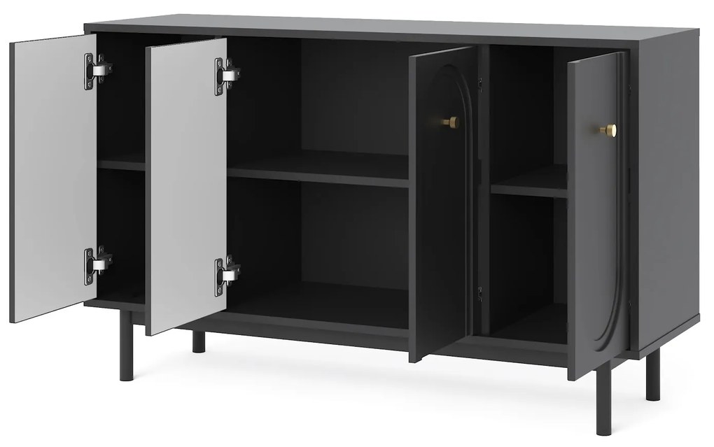 Komoda Mazoma 154 cm čierna/zlatá