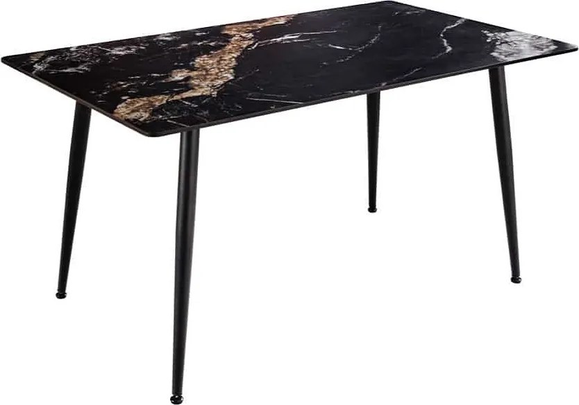 Keramický jedálenský stôl Garold 140 cm čierny / pieskový
