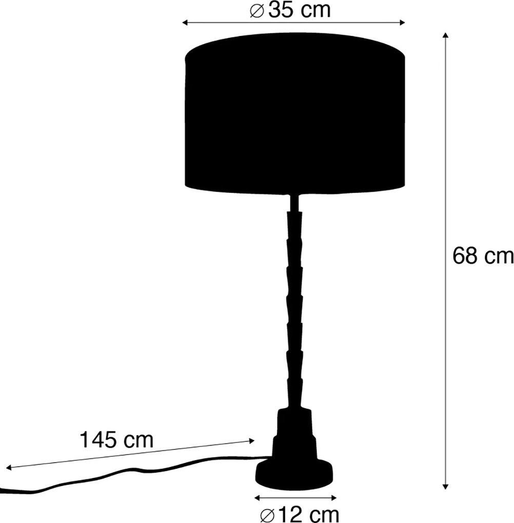 Stolná lampa bronzová s zamatovým tienidlom taupe 35cm - Pisos
