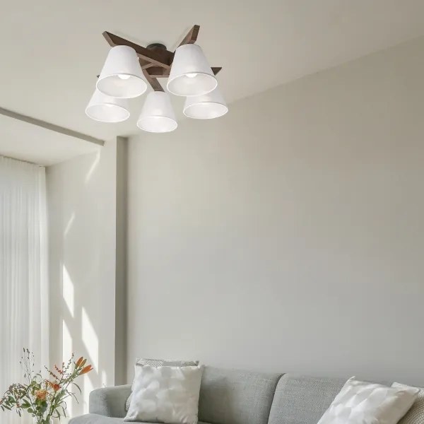 Brilagi - LED  Prisadený luster ANTHONY 5xE14/40W/230V dub orech/biela