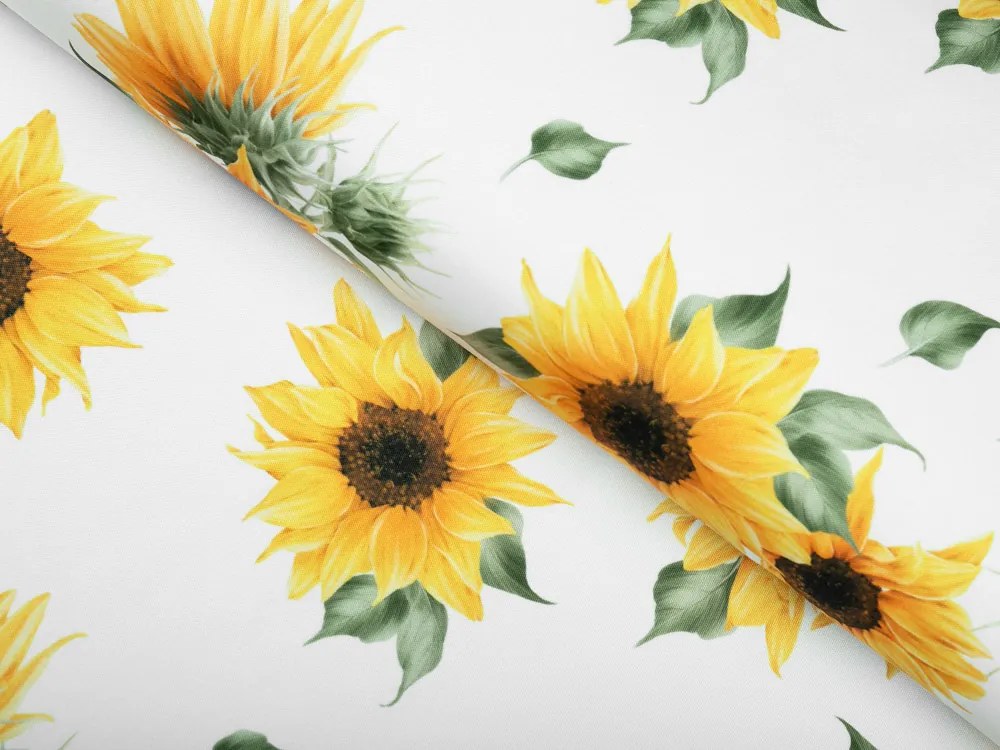 Biante Dekoračný behúň na stôl Rongo RGP-502 Slnečnice na bielom 45x180 cm