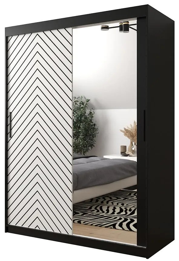 Skriňa Jodełka 2 150 čierna/biely/čierna