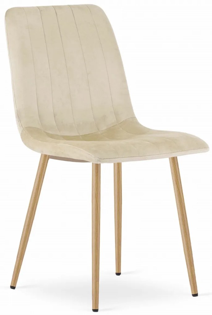 Jedálenský set 1 + 4, biely jedálenský stôl ADRIA 120x80 cm + krémová zamatová stolička LAVA