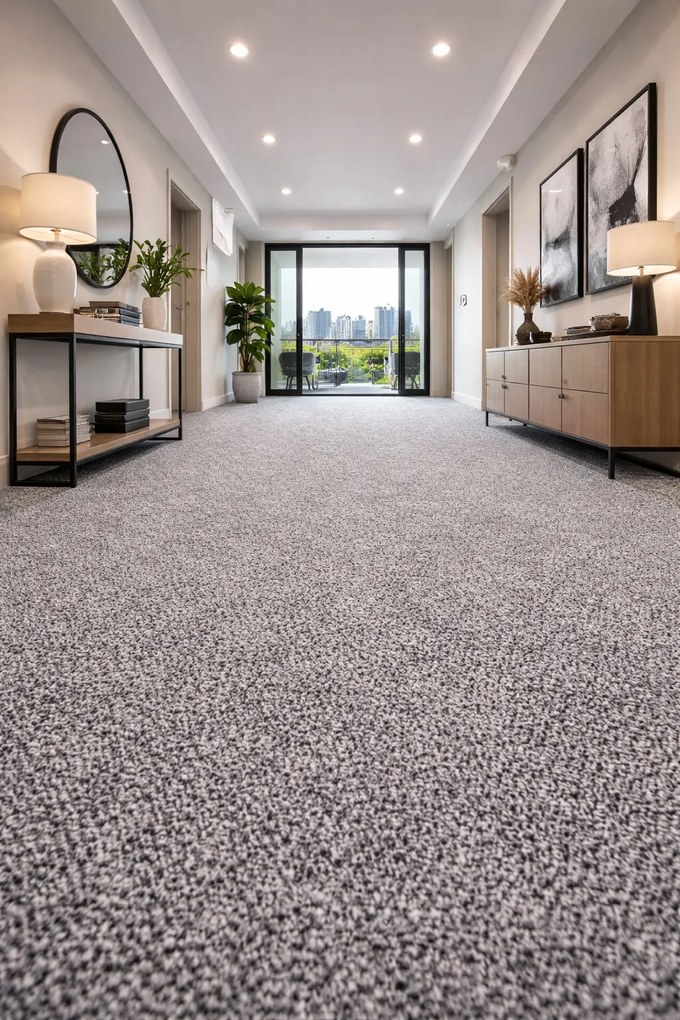 Lano, Metrážny koberec Bloom 843, na mieru, šíře 4m,5m, šedá, ab (mriežka), chodba / predsieň