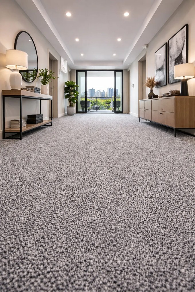 Metrážny koberec Bloom 843, na mieru, šíře 4m,5m, šedá, ab (mriežka), chodba / predsieň, Lano