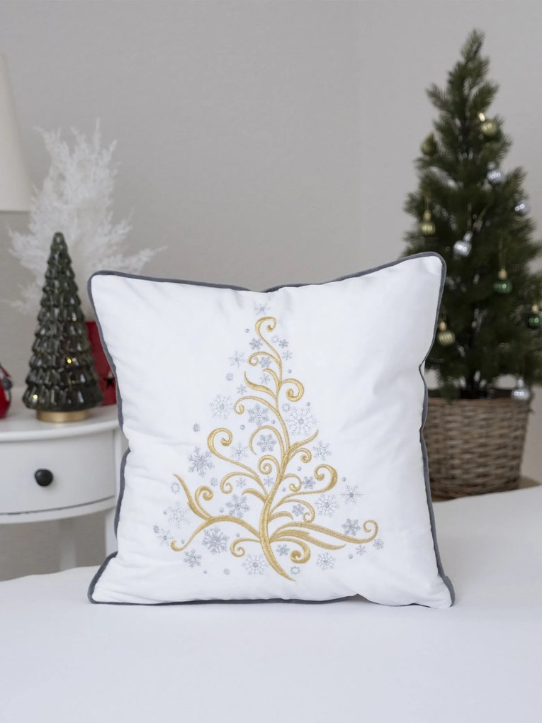 Vianočná obliečka na vankúš mikroplyš 40 × 40 cm - Vianočný strom