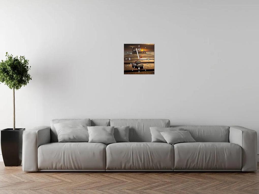 Gario Obraz s hodinami Nádherné ráno pri móle Rozmery: 100 x 40 cm