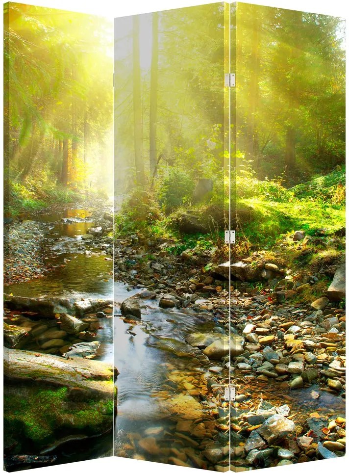 Paraván - Rieka v zelenom lese (126x170 cm)