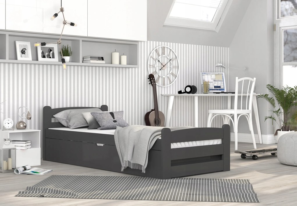 Posteľ s úložným priestorom Dávid 90x200 - sivá
