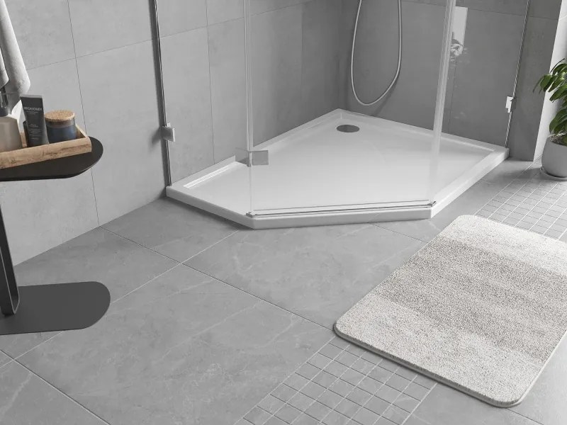Mexen Flow Slim, pravostranná päťuholníková sprchová vanička 100 x 80 cm, biela lesklá, 46P108010R
