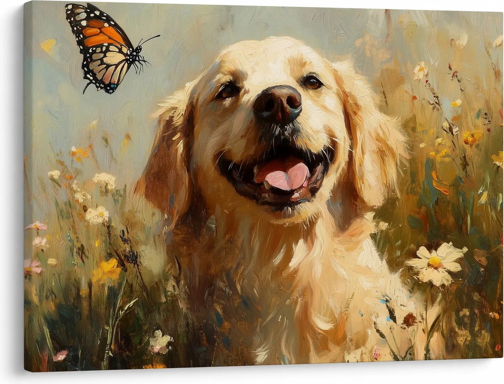 Obraz - Šťastný psík (70x50 cm)