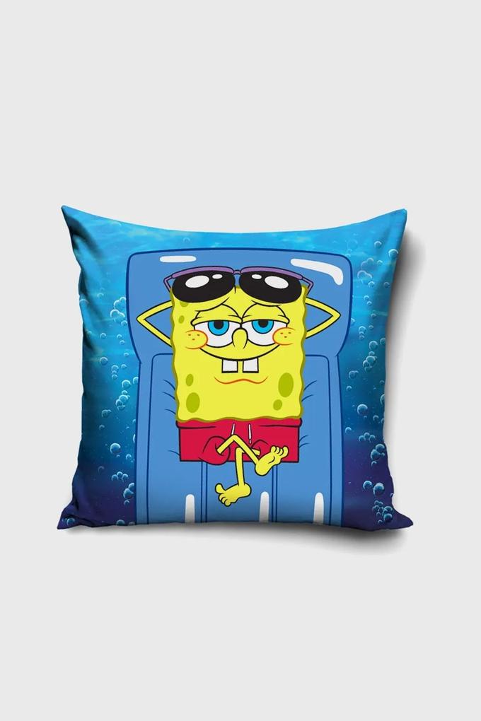 Obliečka na vankúšik Spongebob na lehátku modrá