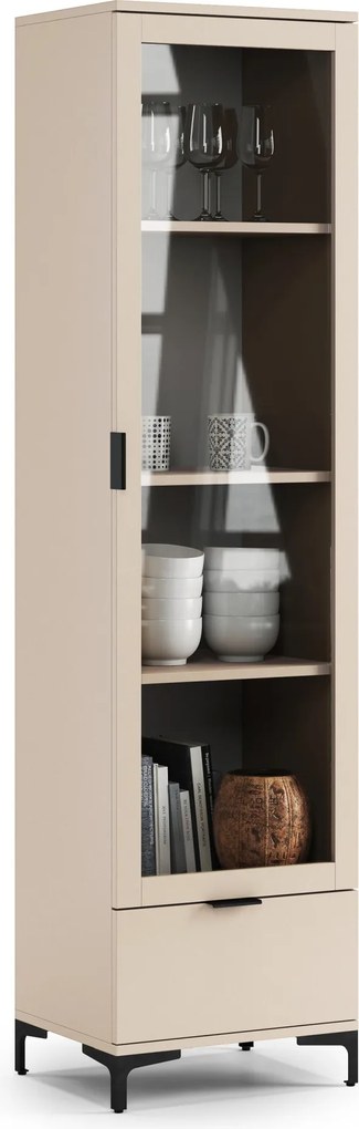 Vitrína LANA 07 béžový - 1-DVEROVÁ SKRINKA SO ZÁSUVKOU