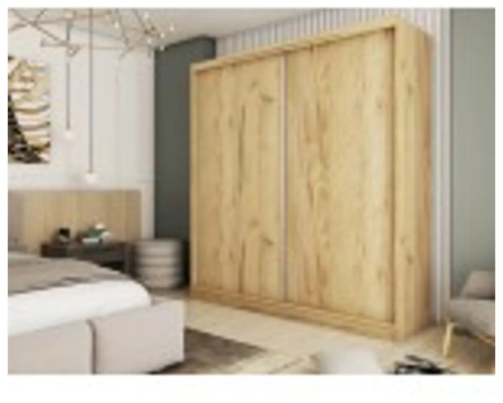 Kvalitná Šatníková Skriňa bez zrkadla 200 cm Dub artisan