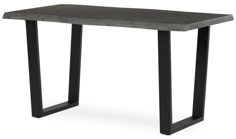 Stůl jídelní, 140x80x75 cm, MDF, kov, šedý dub, černá