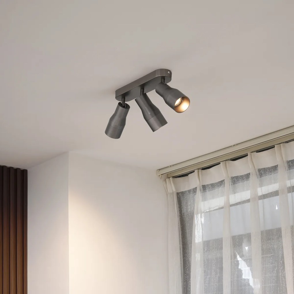 Zaoblené stropné bodové svetlo tmavosivé GU10 50 mm 3-svetlo - Stanley