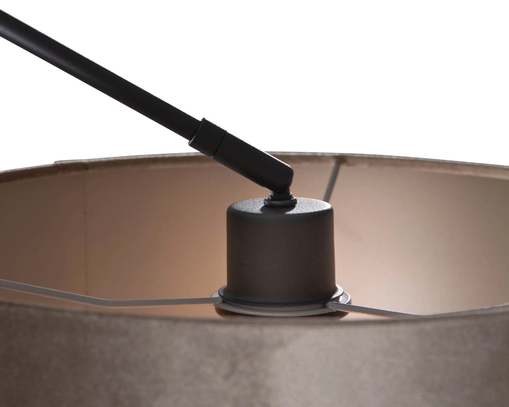 Závesná lampa čierna so zamatovým tienidlom taupe 35cm - Blitz