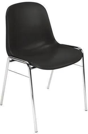 Plastová jedálenská stolička Manutan Chrome, čierna