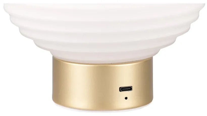 Stmievateľná LED stolová lampa v bielej a zlatej farbe so skleneným tienidlom (výška 14,5 cm) Earl – Reality