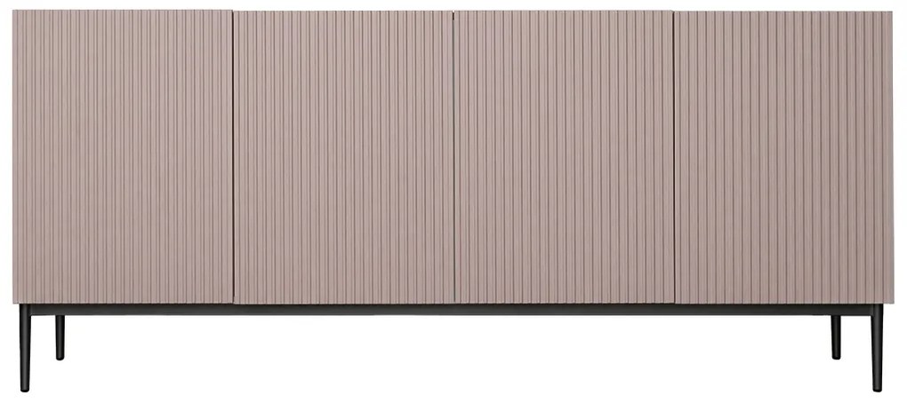 Komoda Nicole 200 cm - staroružová MDF / čierne nožičky