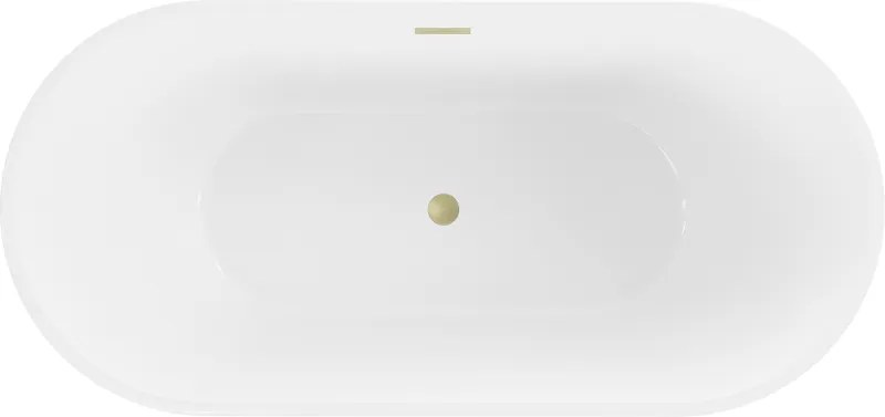 Mexen Luna, voľne stojaca vaňa 160 x 75 cm, biela-čierna, zlatý matný prepad, 52031607575-55