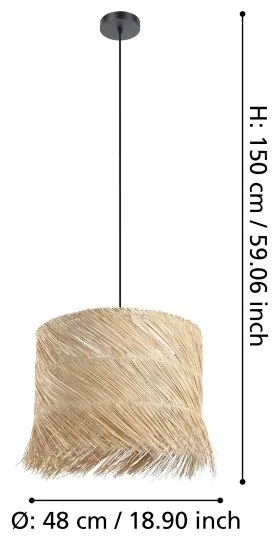 Eglo 390238 - Luster na lanku PAISANO 1xE27/40W/230V ratan