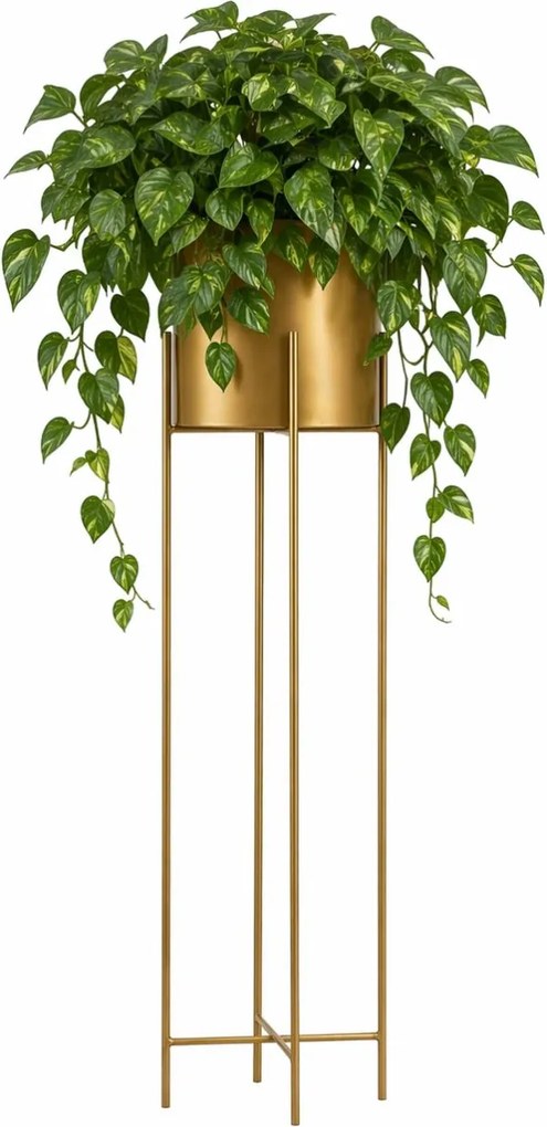 KOVOVÝ KVETINÁČ SO STOJANOM GOLDEN 95X21 CM ZLATÁ