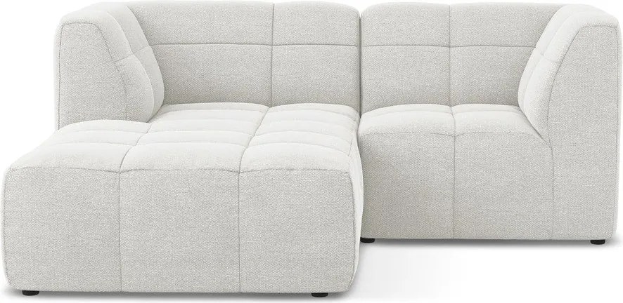 Biela rohová pohovka z textílie buklé (ľavý roh/s leňoškou) Aloha – Makamii