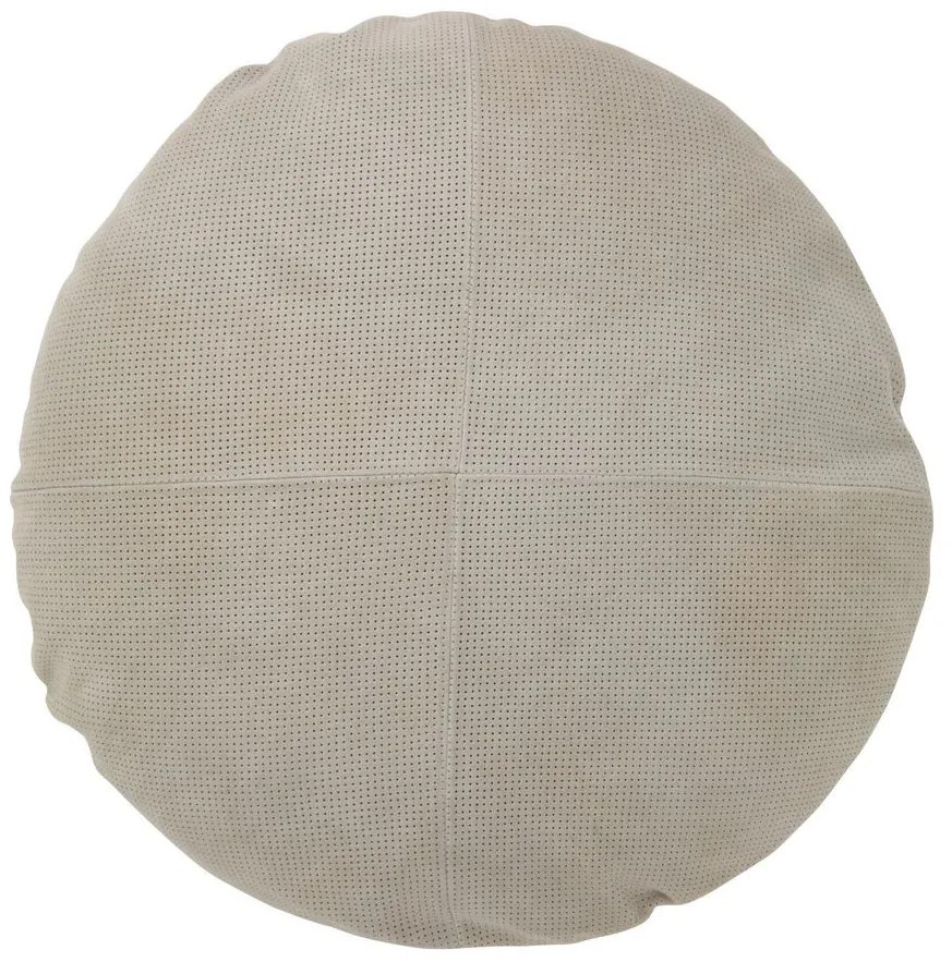 Šedý kožený okrúhly vankúš Tasse - Ø 45*8*45 cm