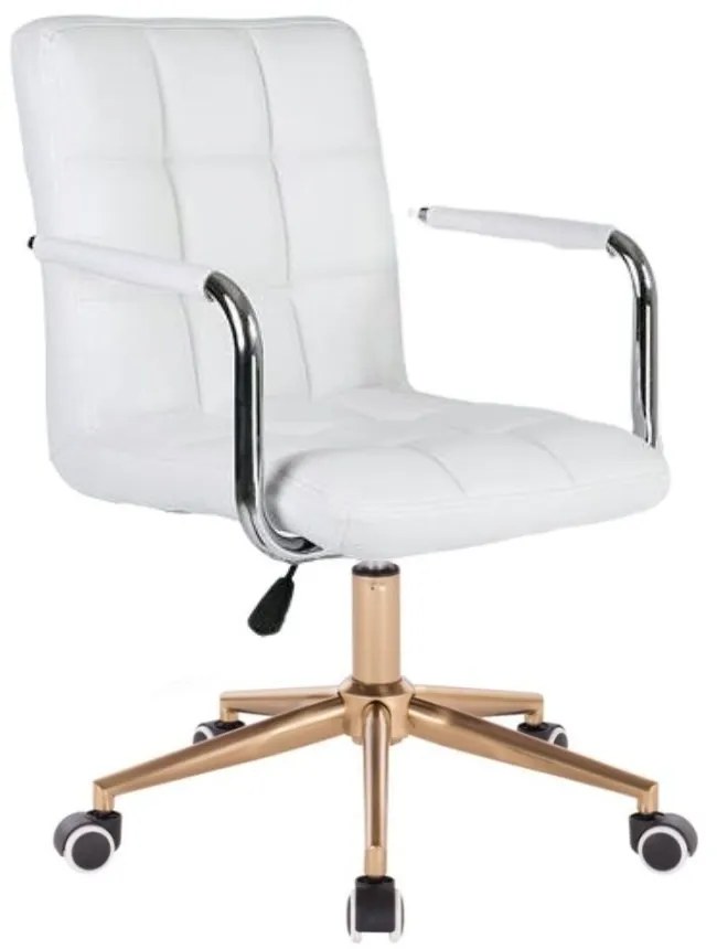 LuxuryForm DESIGN Stolička VERONA na zlatej podstave s kolieskami - biela