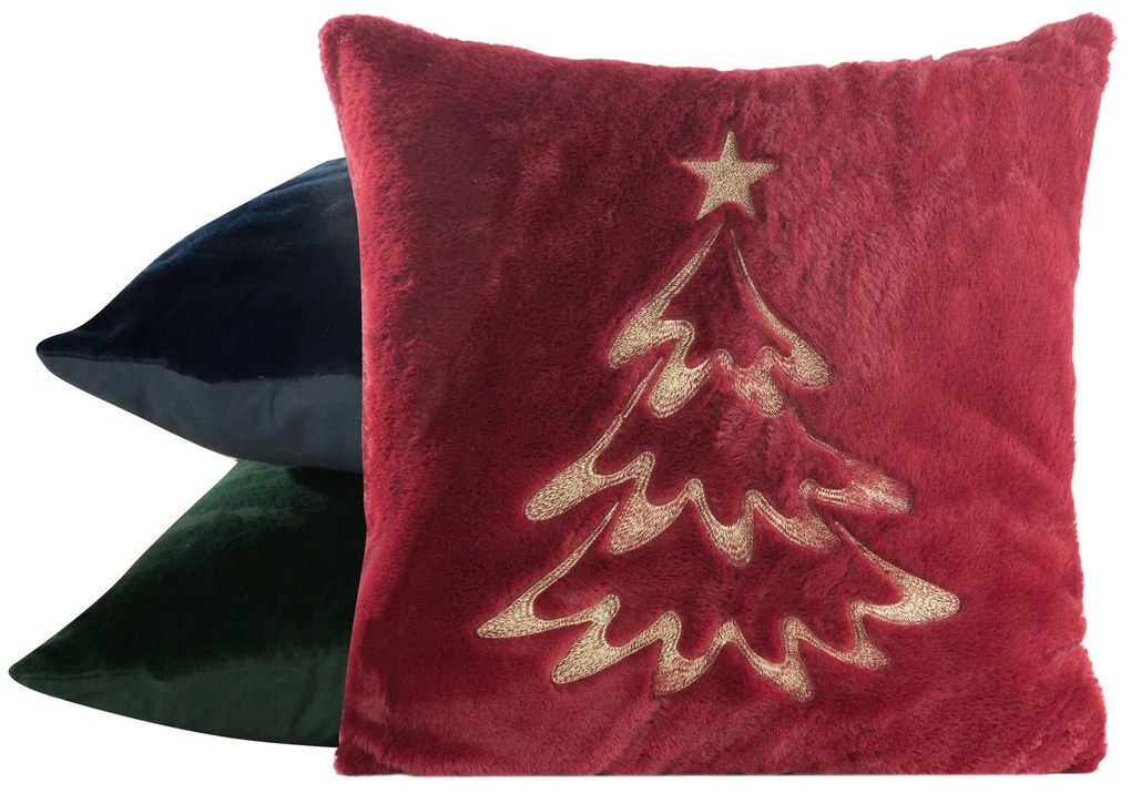 CHLPATÁ VIANOČNÁ DEKORAČNÁ OBLIEČKA NA VANKÚŠ TREE 45X45 CM BIELA ZELENÁ