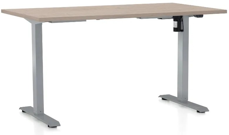 Výškovo nastaviteľný stôl OfficeTech A, 120 x 80 cm, sivá podnož, dub