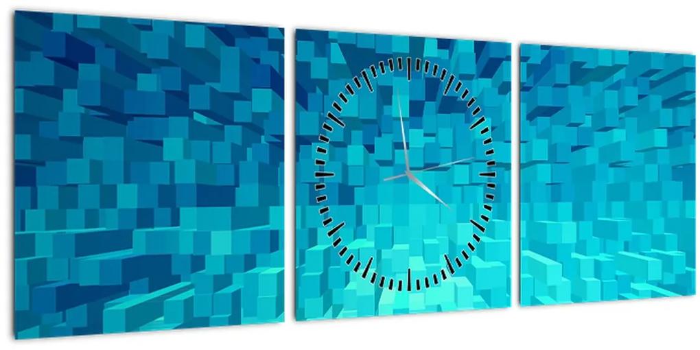 Obraz - abstraktné kocky (s hodinami) (90x30 cm)