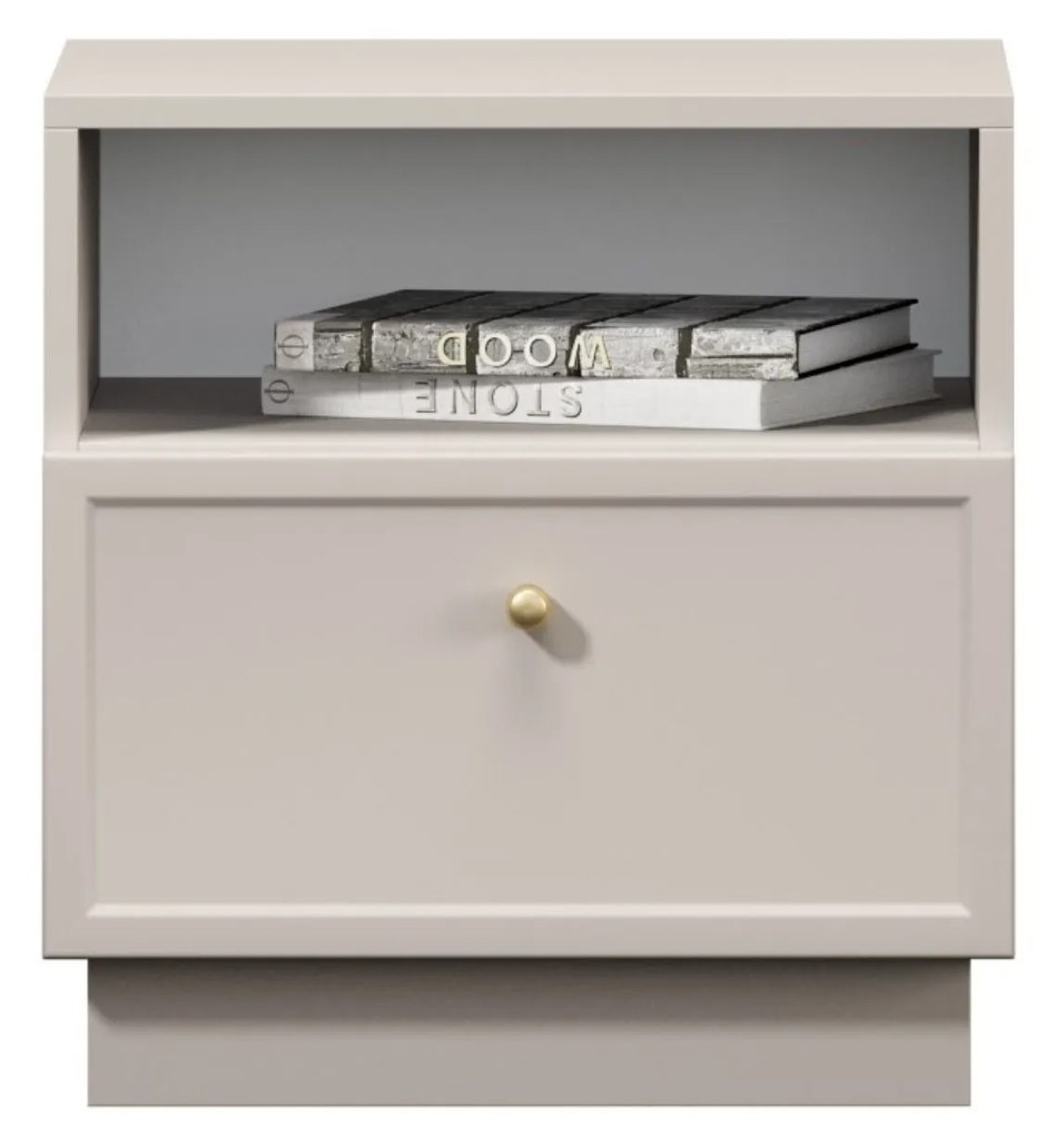 Nočný stolík Lorini 45 cm na sokli - kašmírová / zlatá úchytka G