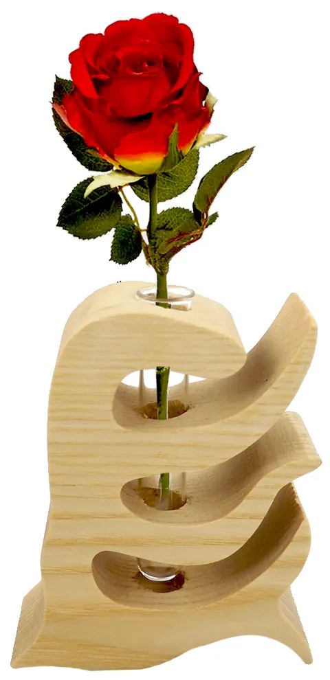 AMADEA Drevená váza v tvare hrebeňa, masívne drevo, výška 12 cm