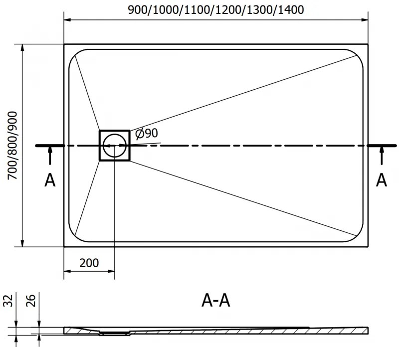 Mexen Bert, SMC obdĺžniková sprchová vanička 130 x 80 cm, čierna, 4K708013