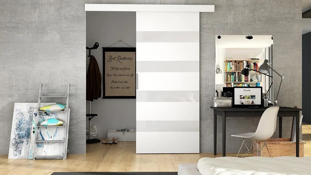 Posuvné dvere Rubi 70 V, Farby: choco / biely lacobel