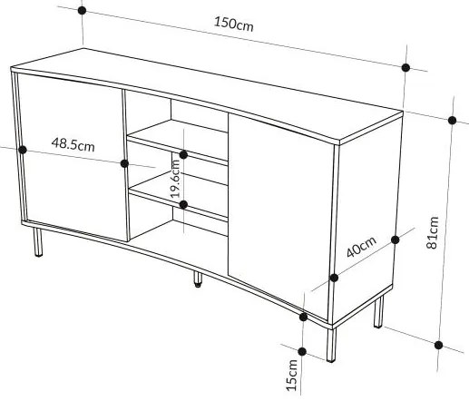 Komoda Houseland Frem 150 cm šedo-zelená