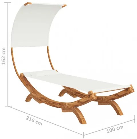 vidaXL Hojdacia sieť so strieškou 100x216x162 cm masívny smrek krémová-