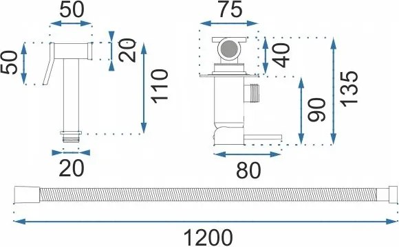 Rea Loop, podomietková bidetová batéria, chrómová, REA-B4106