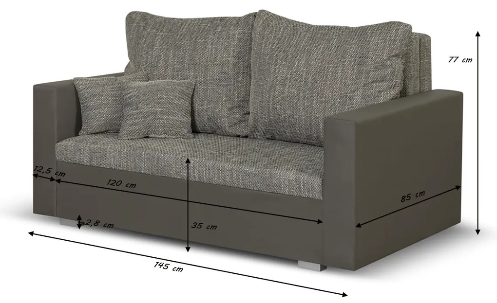 Pohovka pre 2 osoby s funkciou spania LEO Strieborná/biela