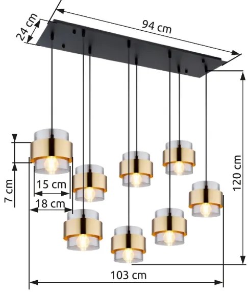 Globo 15560-8H - Luster na lanku MILLEY 8xE27/60W/230V