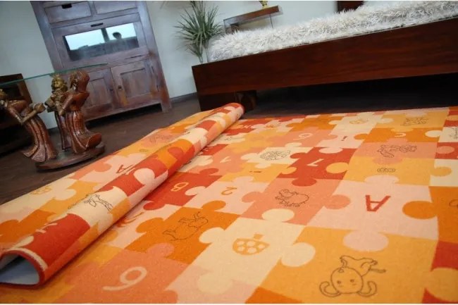 Detský koberec PUZZLE oranžový