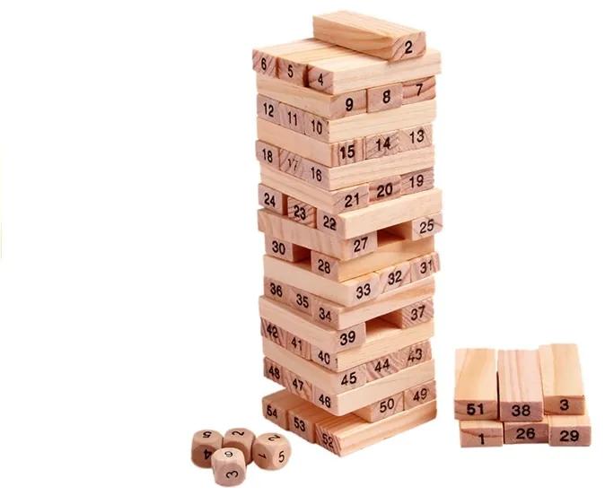 LEAN TOYS Jenga - hra s drevenými dielikmi a číslami