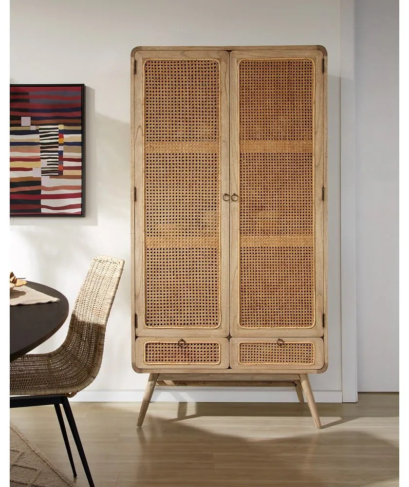 Šatníková skriňa z masívu mindi v prírodnej farbe 90x175 cm Nalu – Kave Home