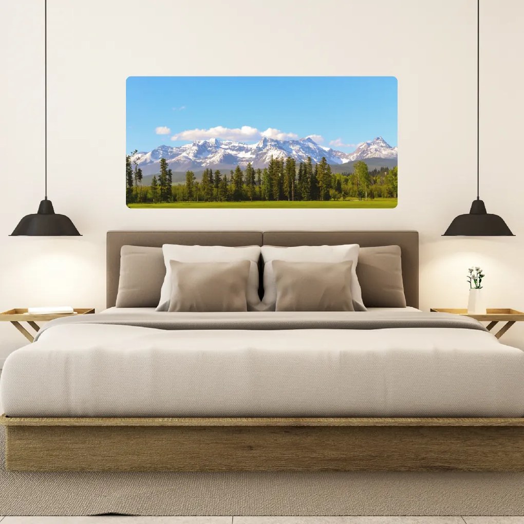60x120cm Zasnežené hory - textilná nálepka na stenu