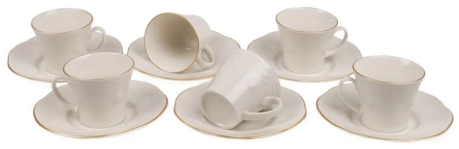 Sada 6 porcelánových šálok na kávu s tanierikom Kutahya Stitched