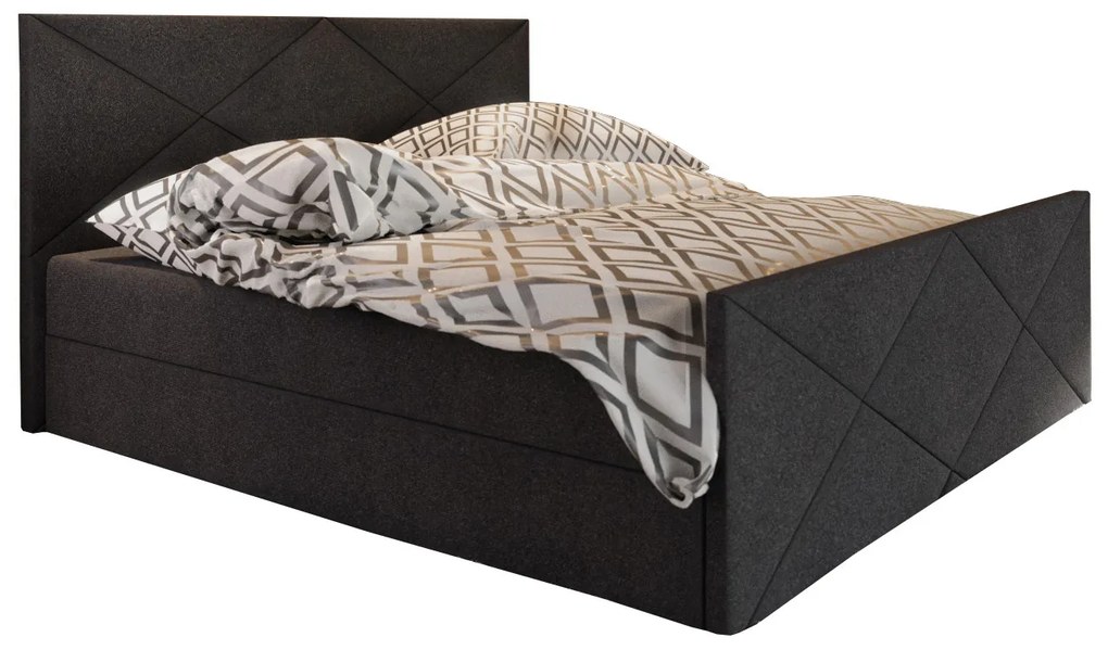 Manželská posteľ  Boxspring 180 cm Milagros 4 (čierna) (s matracom a úložným priestorom). Akcia -21%. Vlastná spoľahlivá doprava až k Vám domov. 1047268